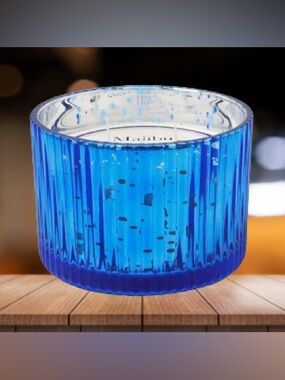 NEW! Speckled Blue Glass Malibu Lagoon Scented Candle 12oz